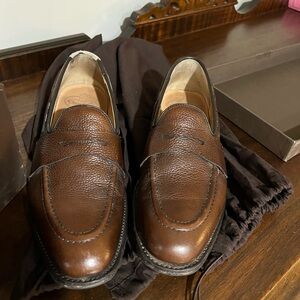 Men’s brown genuine calf leather penny loafers